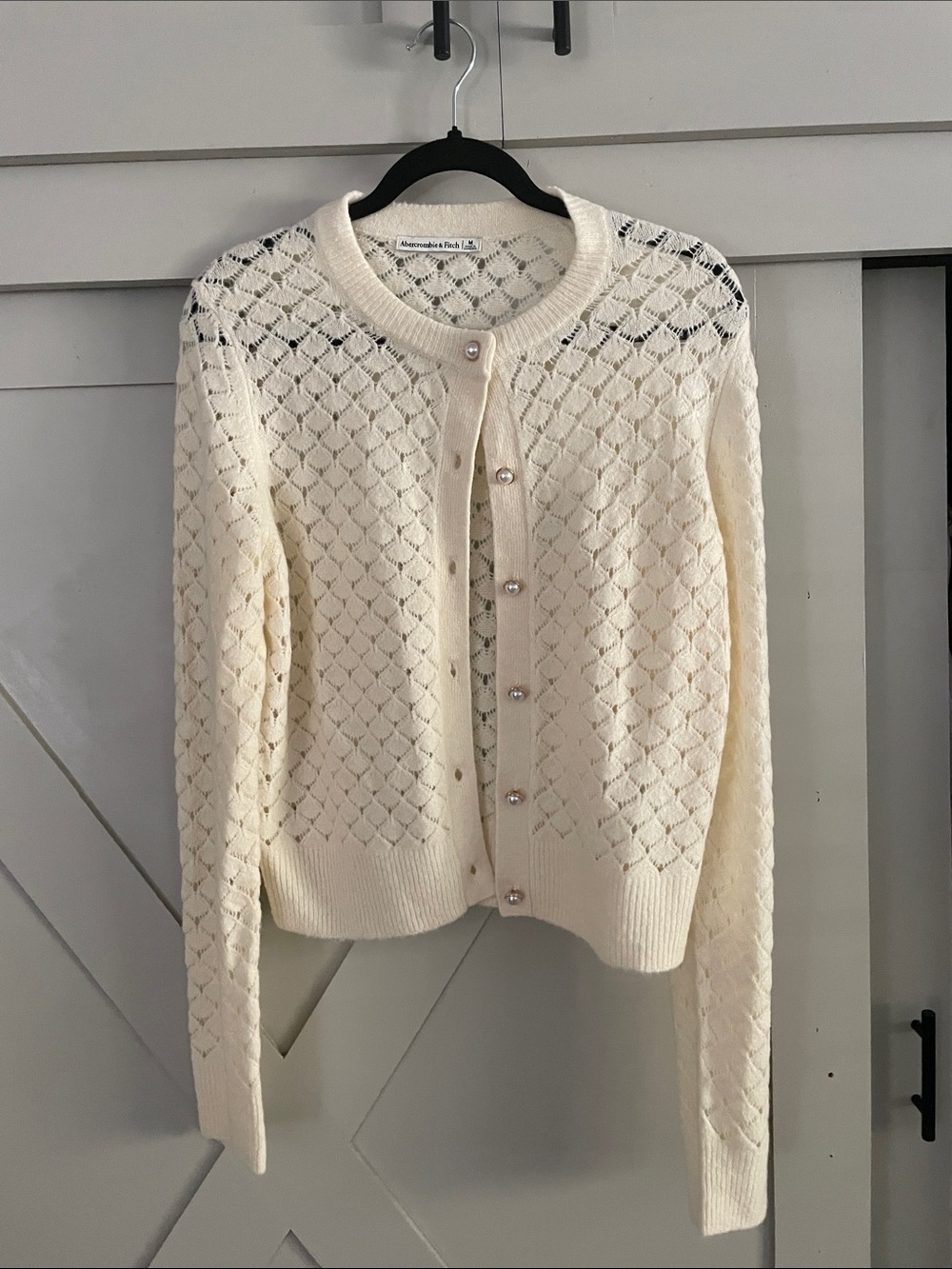 Abercrombie & Fitch Cream Pearl-Button Cardigan